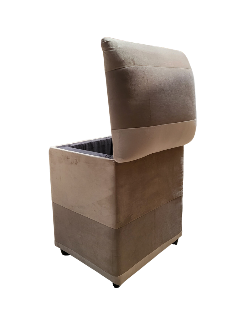 Pouf Baul Bicolor Crema Felpa 40x33x50 Rimar-3