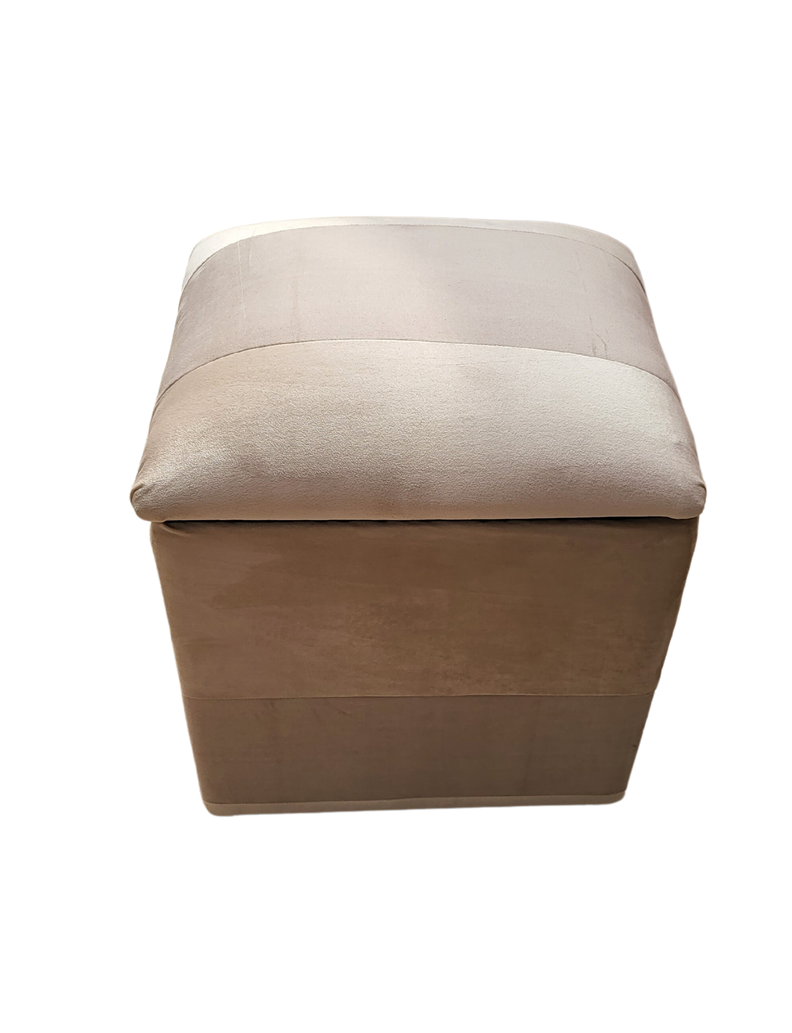 Pouf Baul Bicolor Crema Felpa 40x33x50 Rimar-4