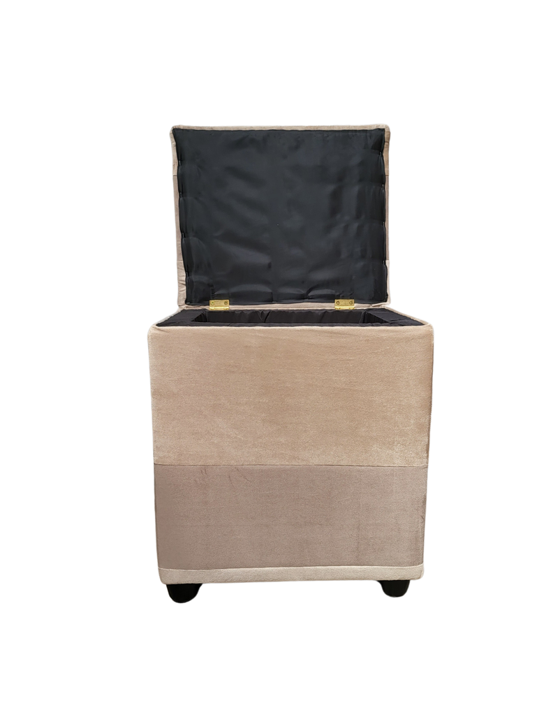 Pouf Baul Bicolor Crema Felpa 40x33x50 Rimar-5