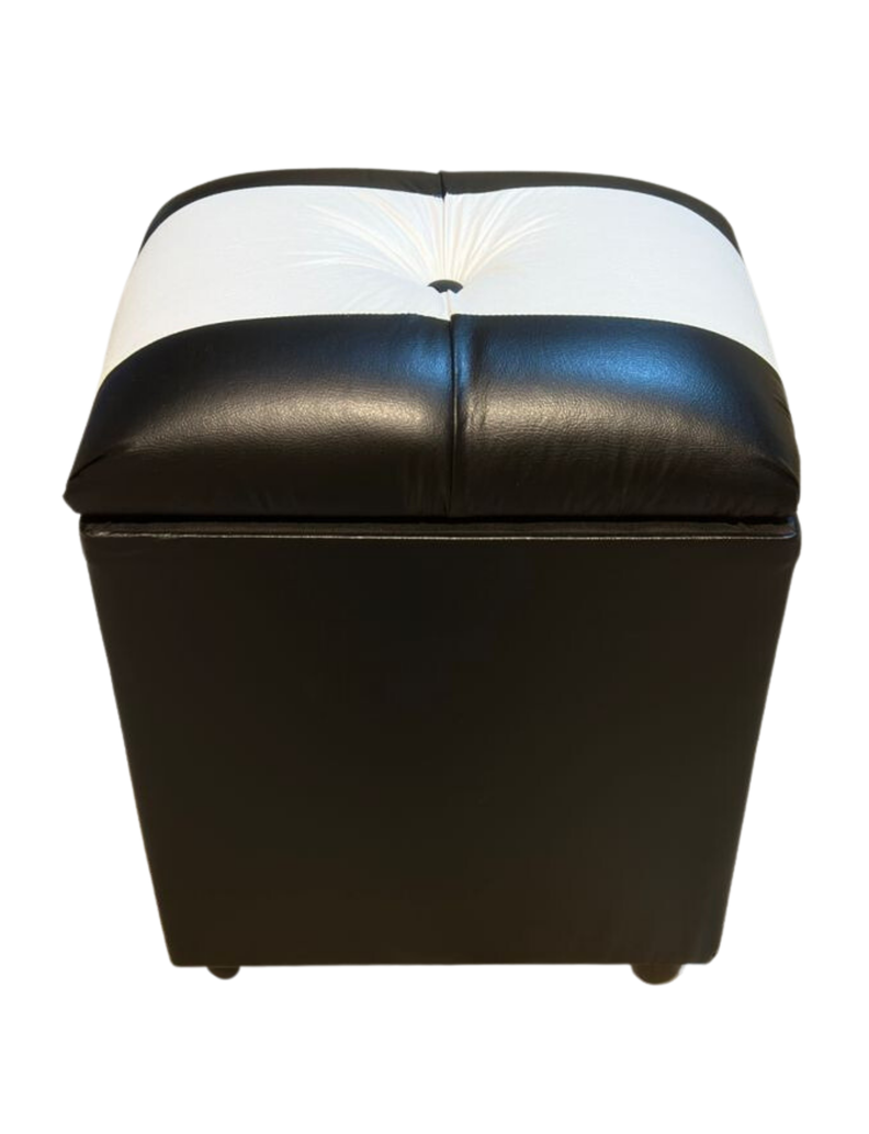 Pouf Baul Negro Bicolor Eco Cuero 40x33x50 Rimar-0