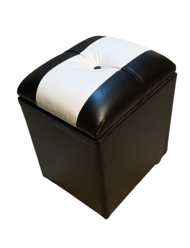 Pouf Baul Negro Bicolor Eco Cuero 40x33x50 Rimar-1