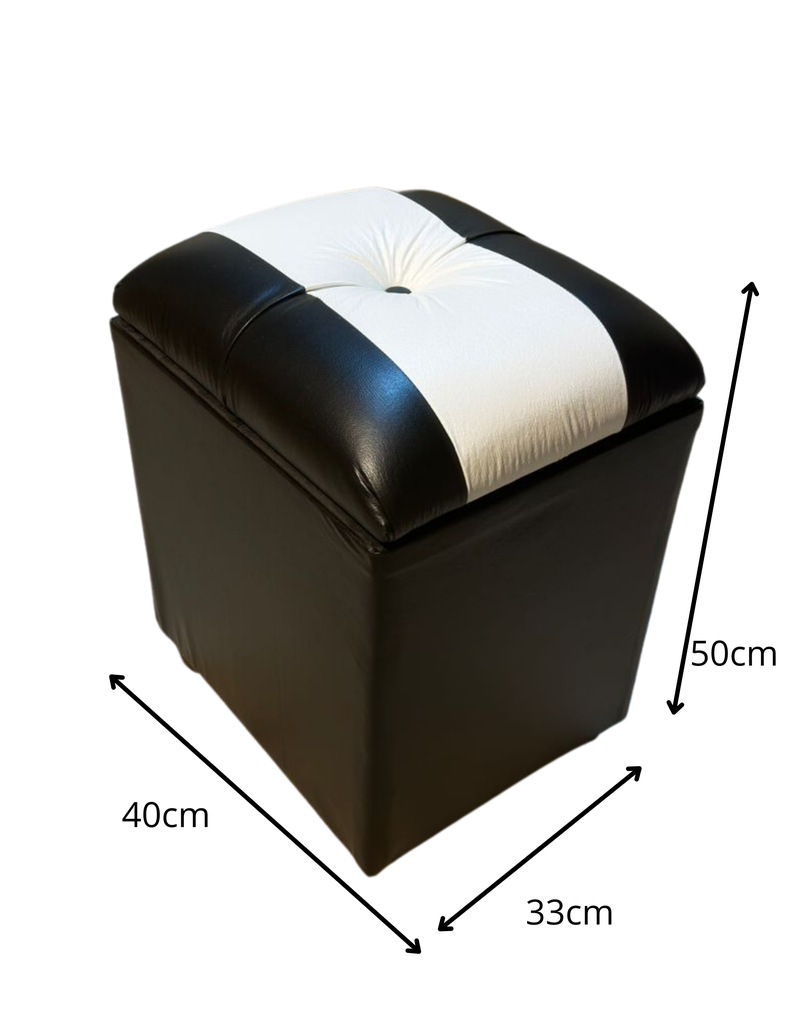 Pouf Baul Negro Bicolor Eco Cuero 40x33x50 Rimar-2