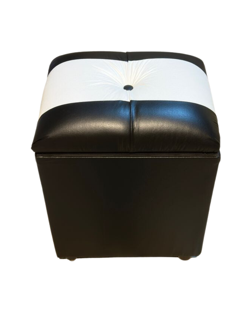 Pouf Baul Negro Bicolor Eco Cuero 40x33x50 Rimar-3