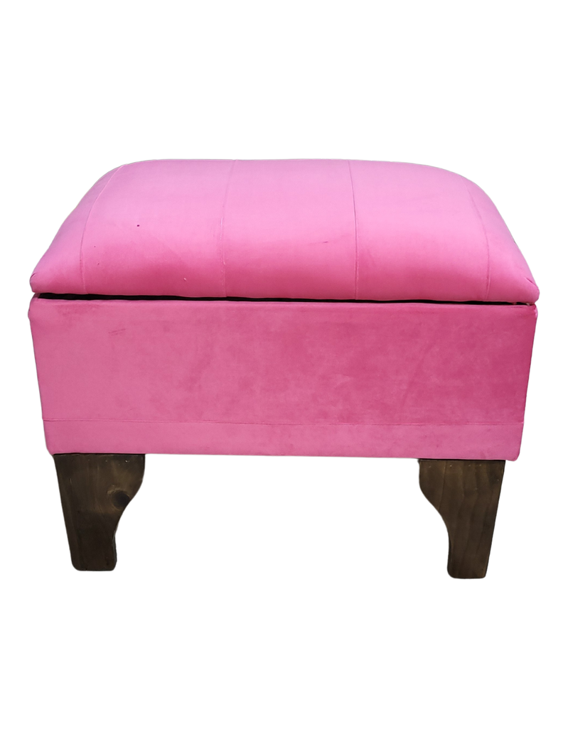 Banqueta Baúl Rosado Felpa 60x40x45x20  Muebles Rimar-0