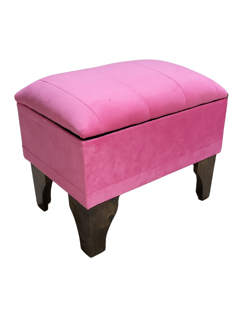 Banqueta Baúl Rosado Felpa 60x40x45x20  Muebles Rimar-1