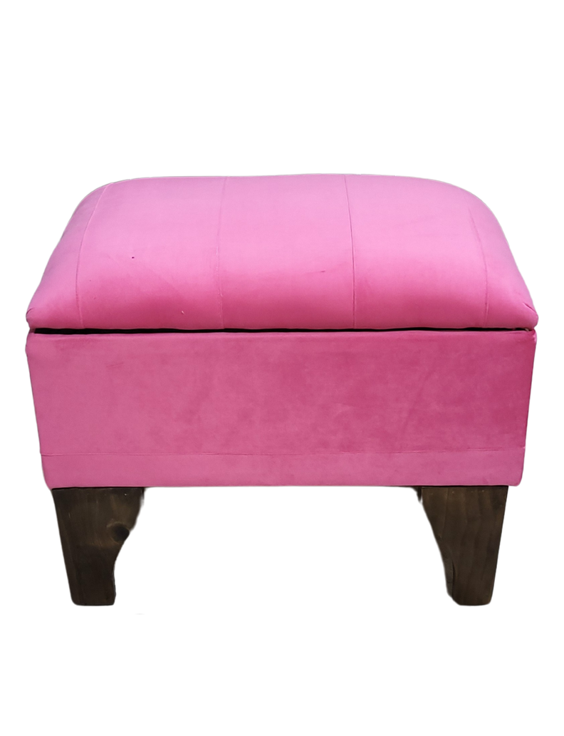 Banqueta Baúl Rosado Felpa 60x40x45x20  Muebles Rimar-3