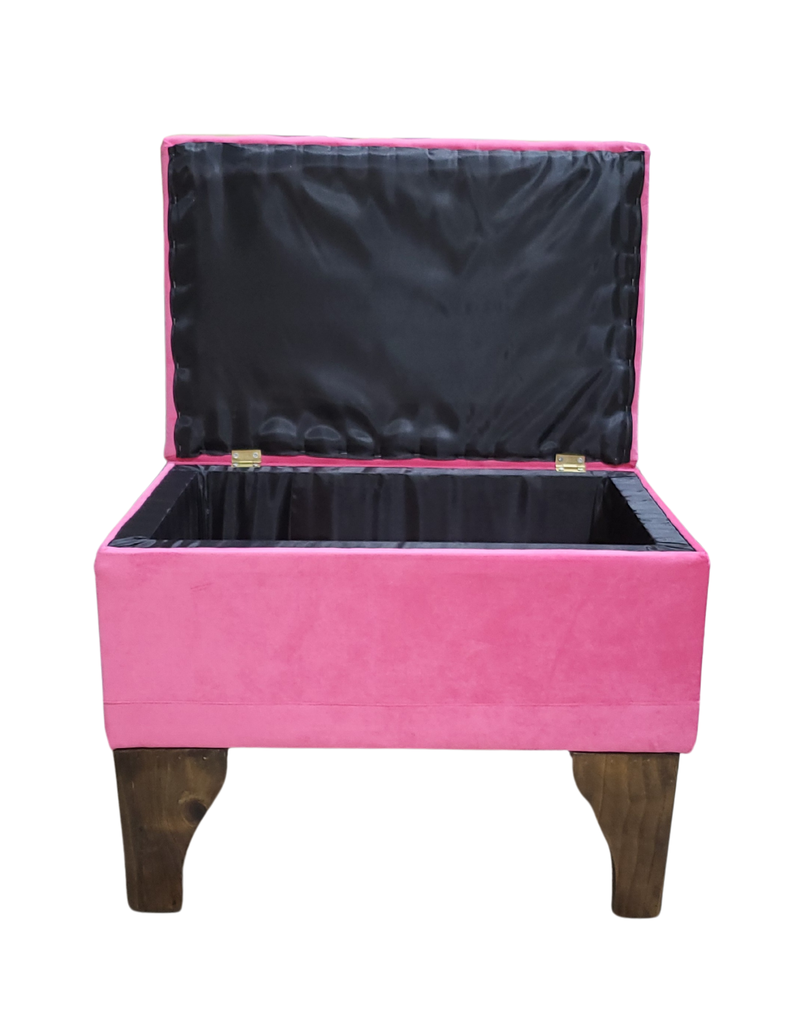 Banqueta Baúl Rosado Felpa 60x40x45x20  Muebles Rimar-5