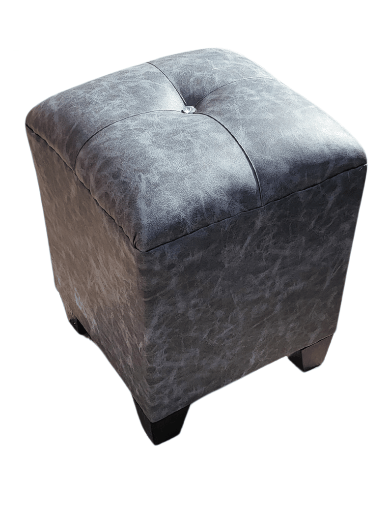 Pouf gris eco cuero Botón Diamante 35x35x42 Rimar-0