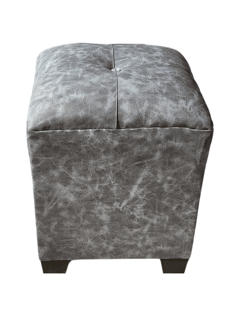 Pouf gris eco cuero Botón Diamante 35x35x42 Rimar-1