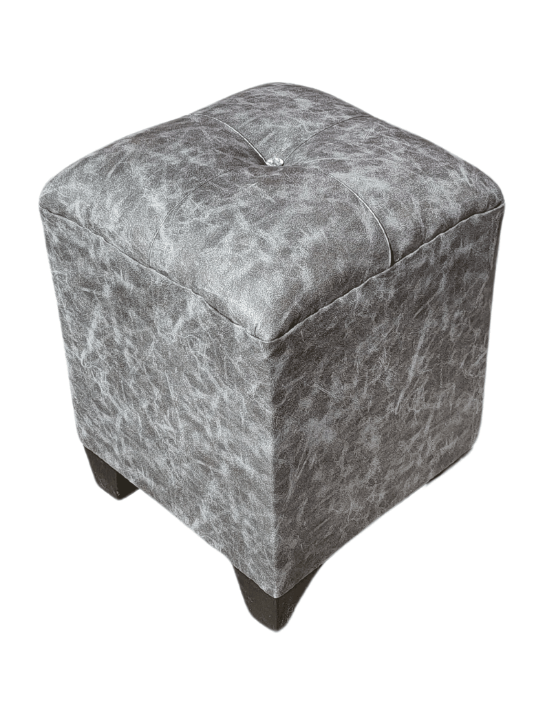 Pouf gris eco cuero Botón Diamante 35x35x42 Rimar-2
