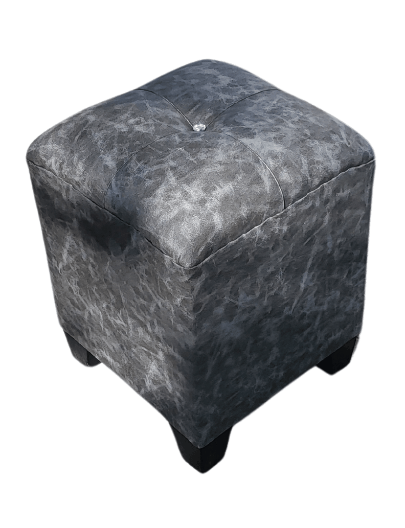 Pouf gris eco cuero Botón Diamante 35x35x42 Rimar-3