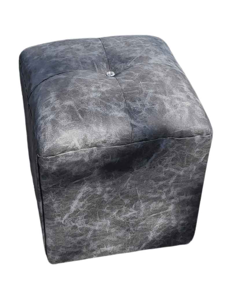 Pouf gris eco cuero Botón Diamante 35x35x42 Rimar-4