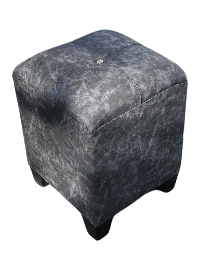 Pouf gris eco cuero Botón Diamante 35x35x42 Rimar-5
