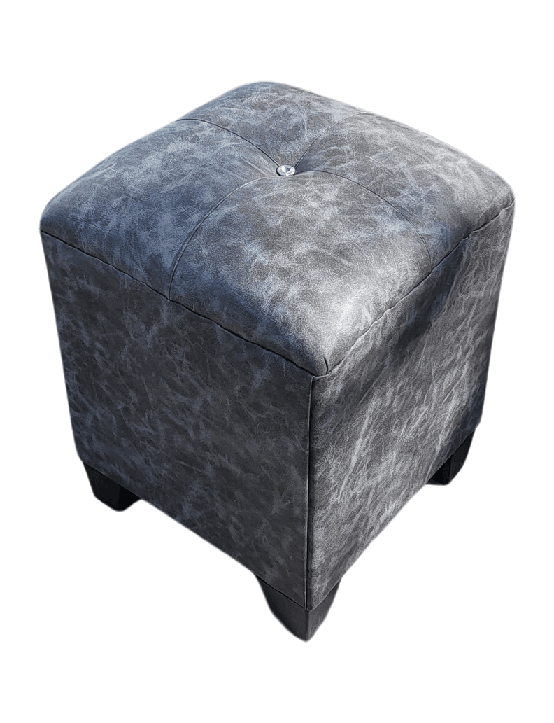 Pouf gris eco cuero Botón Diamante 35x35x42 Rimar-6