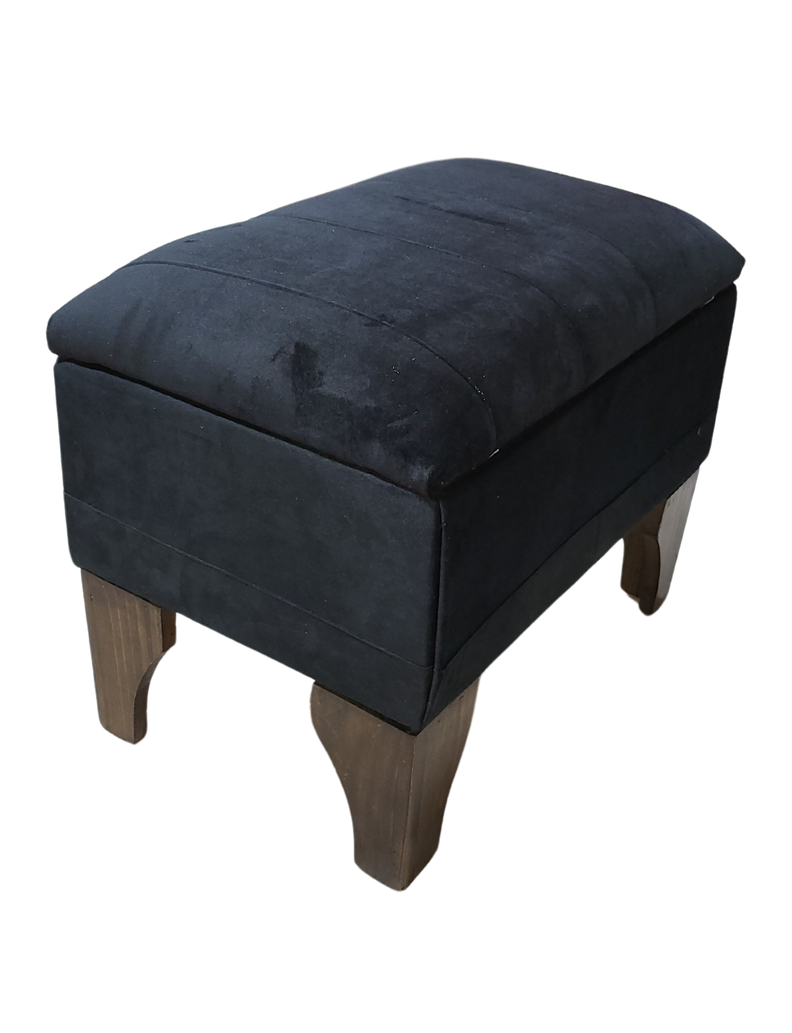 Banqueta Baúl Negro Felpa 60x40x45x20  Muebles Rimar-1