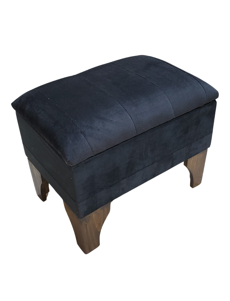 Banqueta Baúl Negro Felpa 60x40x45x20  Muebles Rimar-5