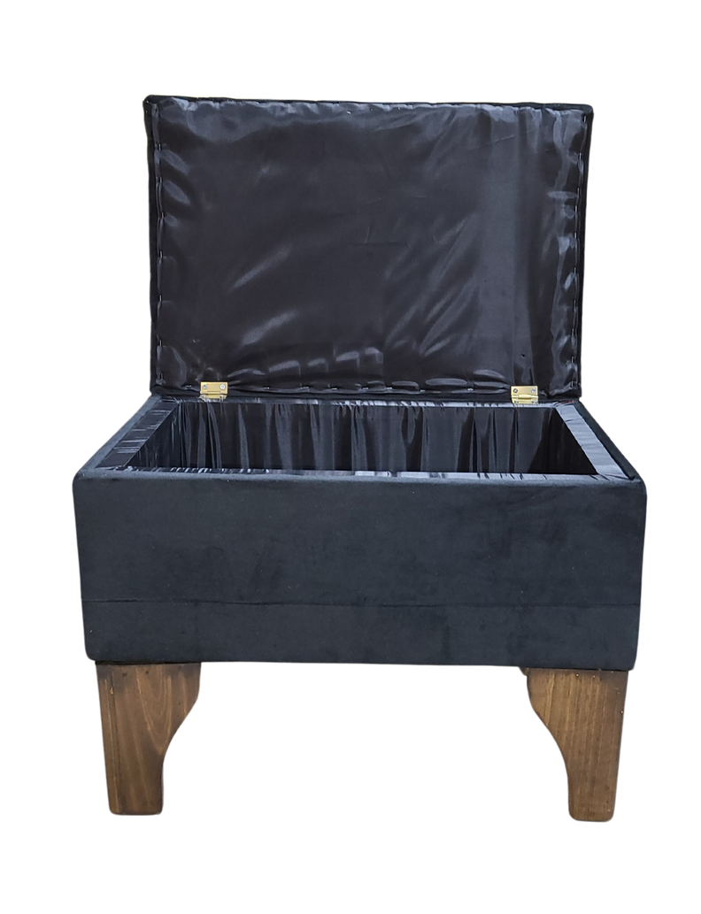 Banqueta Baúl Negro Felpa 60x40x45x20  Muebles Rimar-6