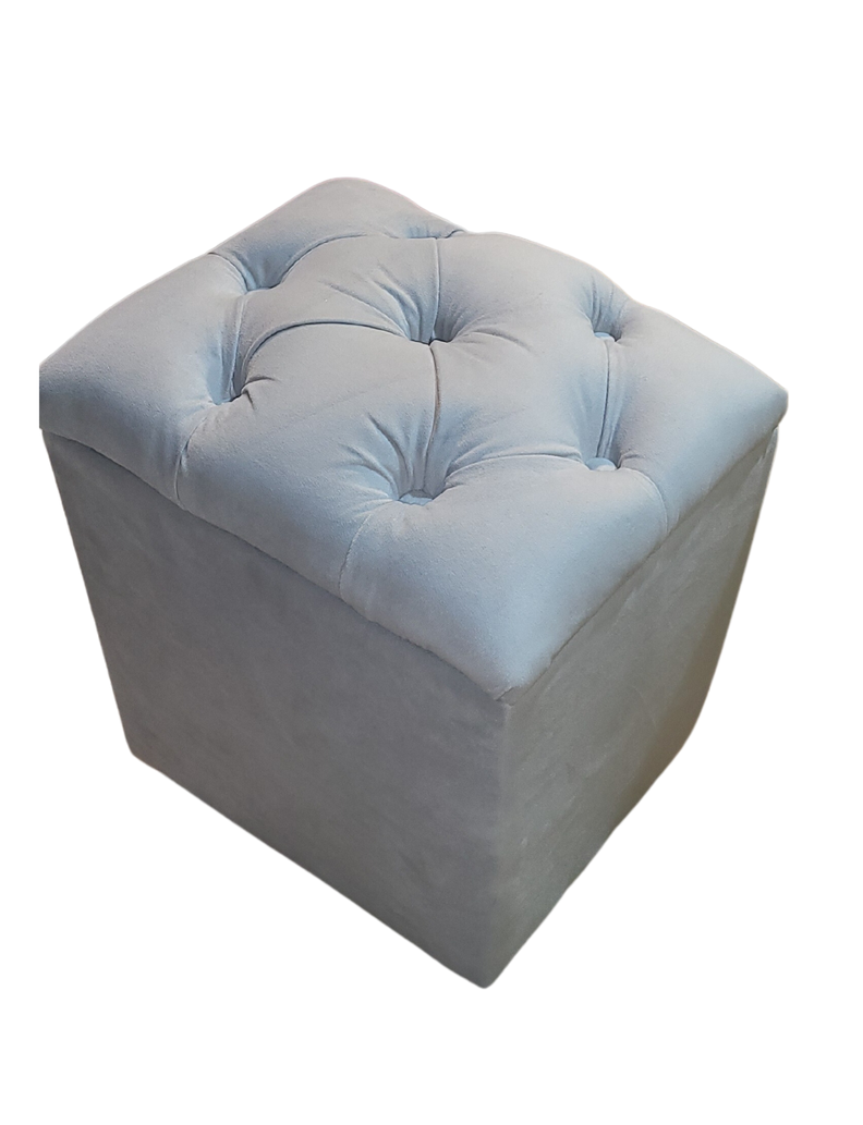 Pouf Baul Capitone Gris Perla Felpa Rimar-2