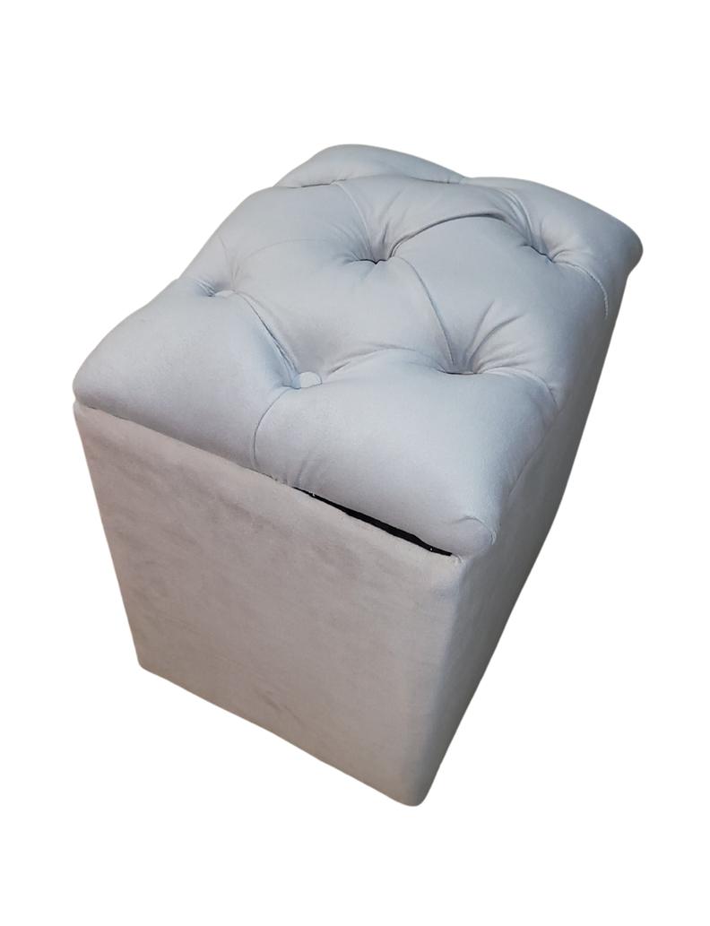 Pouf Baul Capitone Gris Perla Felpa Rimar-1