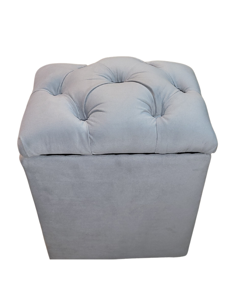 Pouf Baul Capitone Gris Perla Felpa Rimar-0