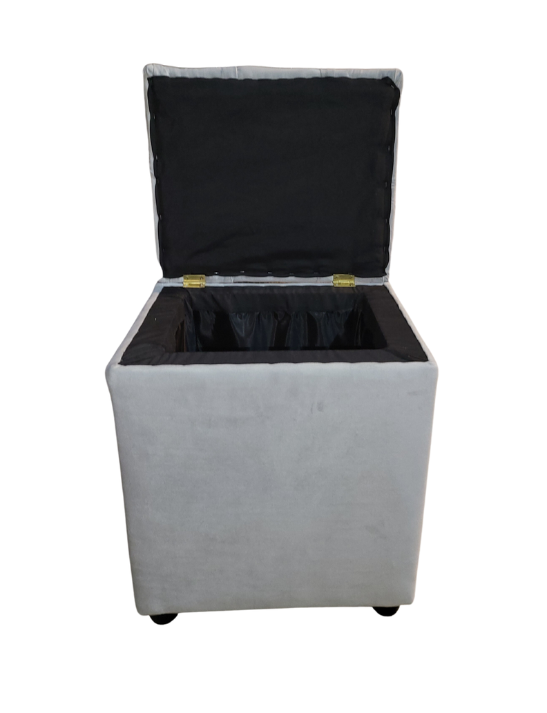 Pouf Baul Capitone Gris Perla Felpa Rimar-4