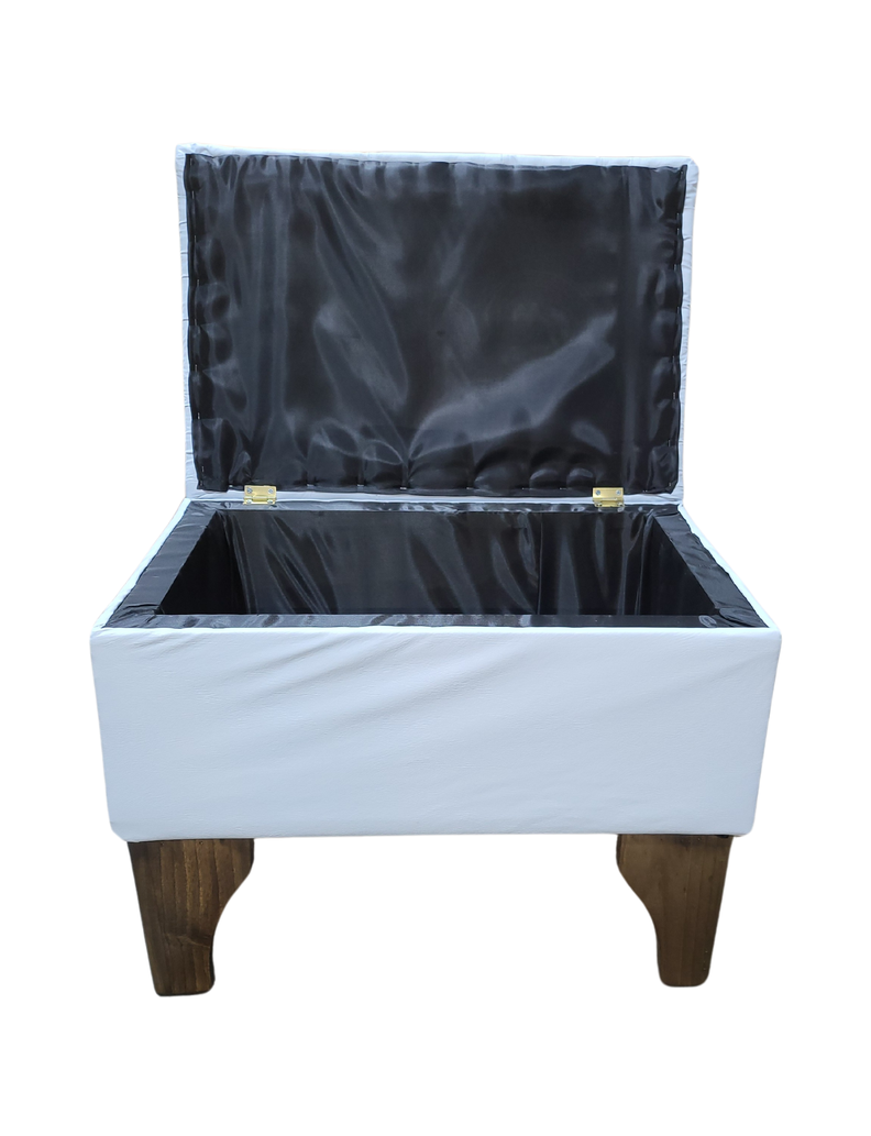 Banqueta Baúl Blanco Eco Cuero 60x40x45x20 Muebles Rimar-4