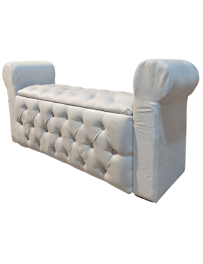 Banqueta Baúl Capitoné Con Brazos crudo Felpa -2