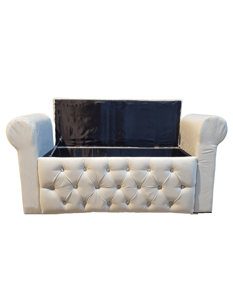 Banqueta Baúl Capitoné Con Brazos crudo Felpa -4