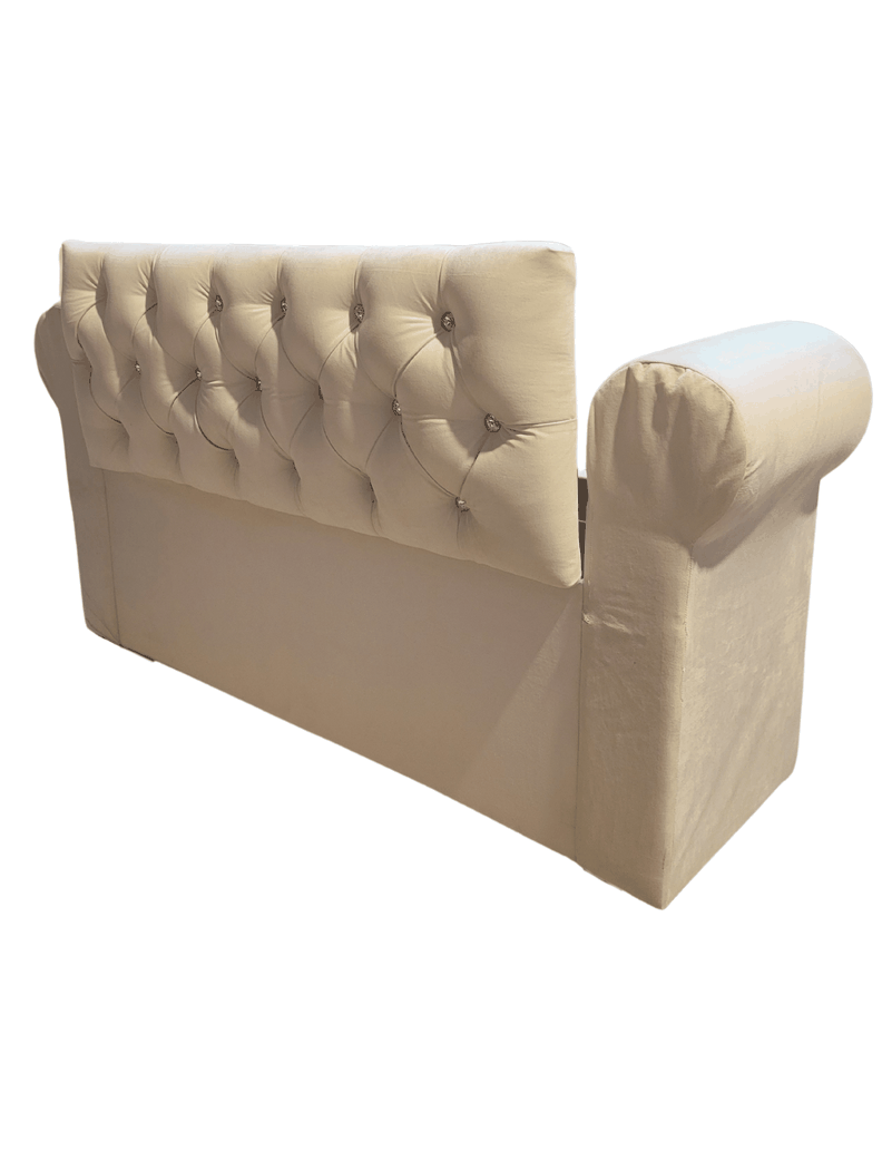 Banqueta Baúl Capitoné Con Brazos crudo Felpa -5