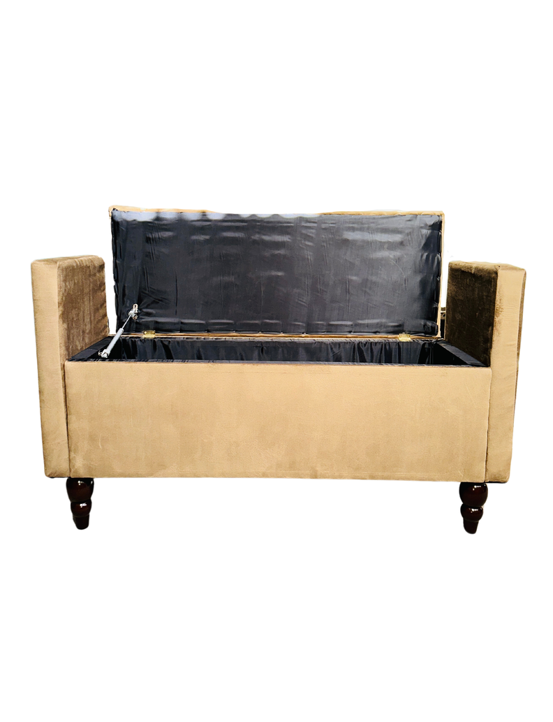 Banqueta Baul Múnich Rimar Camel Felpa 125X54X40-3