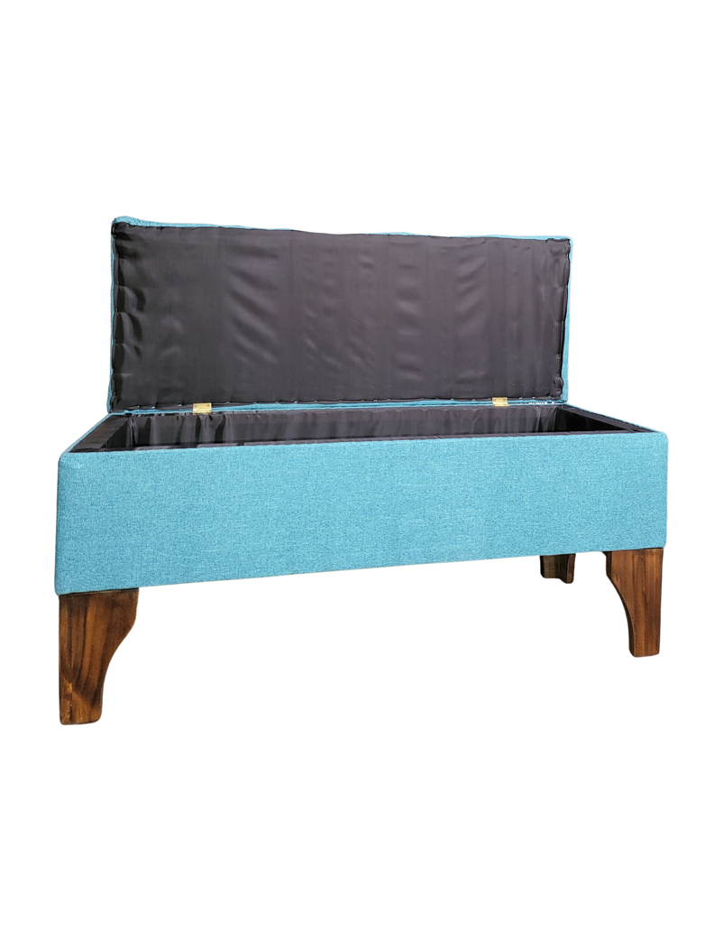 Banqueta Baúl Turquesa Lino Muebles Rimar-4