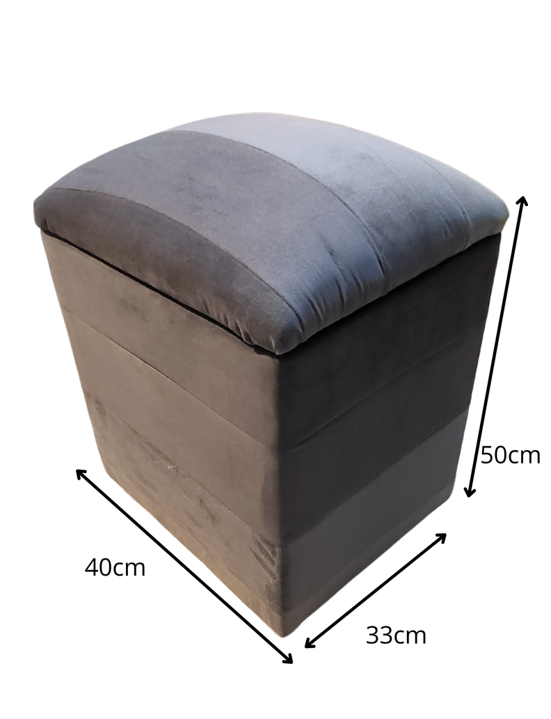 Pouf Baul Grises Bicolor Felpa 40x33x50 Rimar-2