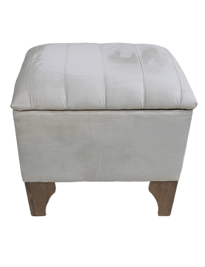 Banqueta Baúl Tubular Beige Felpa 60x40x65x40 Rimar-0