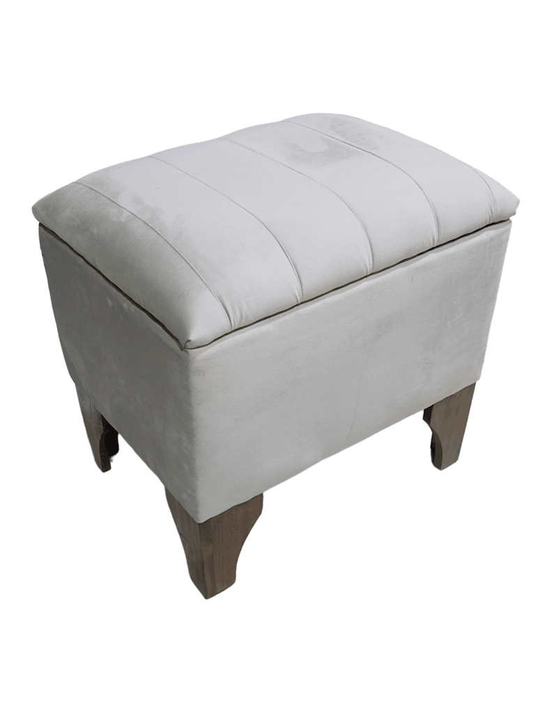 Banqueta Baúl Tubular Beige Felpa 60x40x65x40 Rimar-1