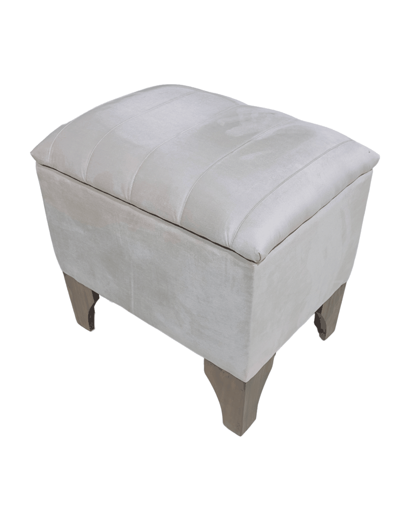 Banqueta Baúl Tubular Beige Felpa 60x40x65x40 Rimar-2