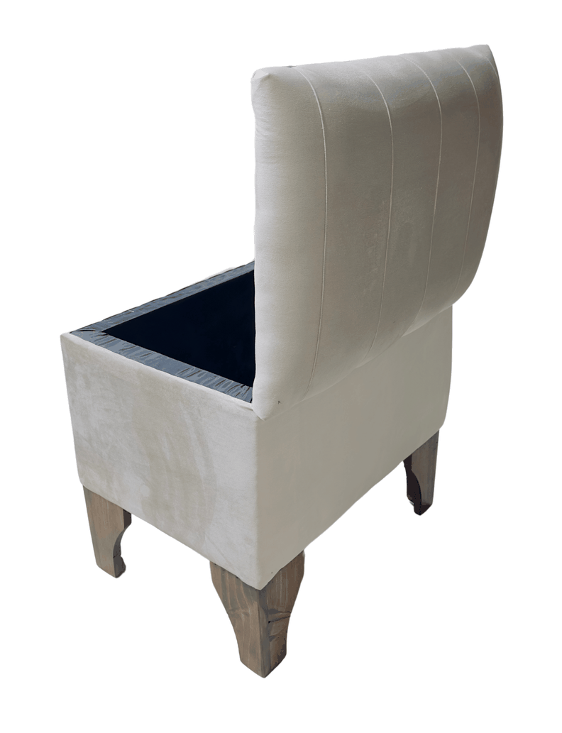 Banqueta Baúl Tubular Beige Felpa 60x40x65x40 Rimar-3