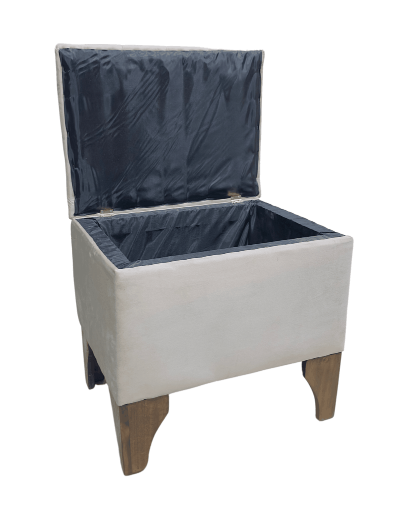 Banqueta Baúl Tubular Beige Felpa 60x40x65x40 Rimar-4