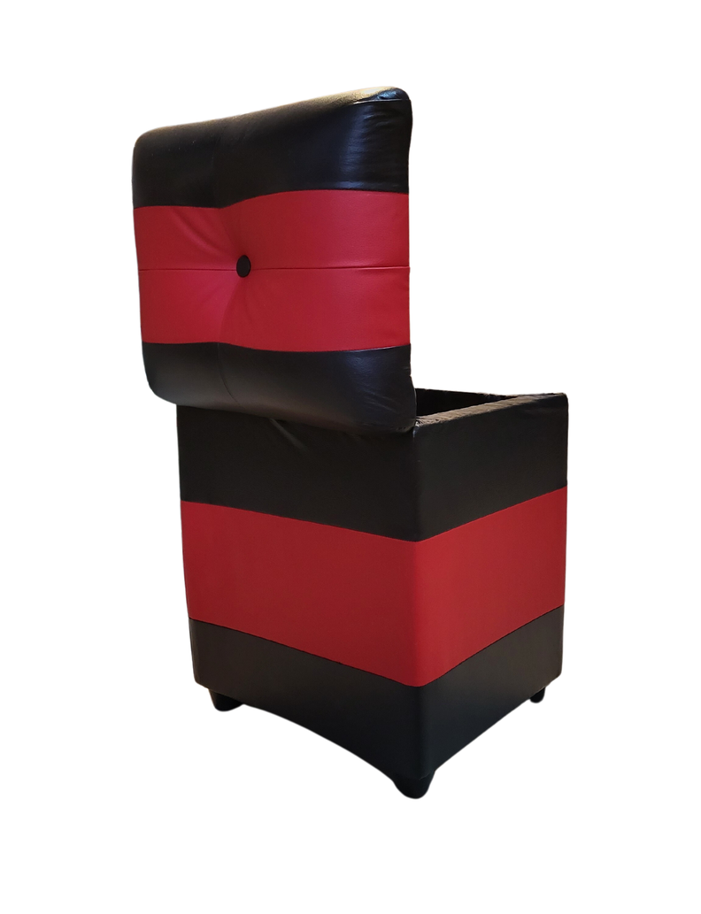 Pouf Baul Bicolor Negro Rojo Eco Cuero 40x33x50 Muebles Rimar-3