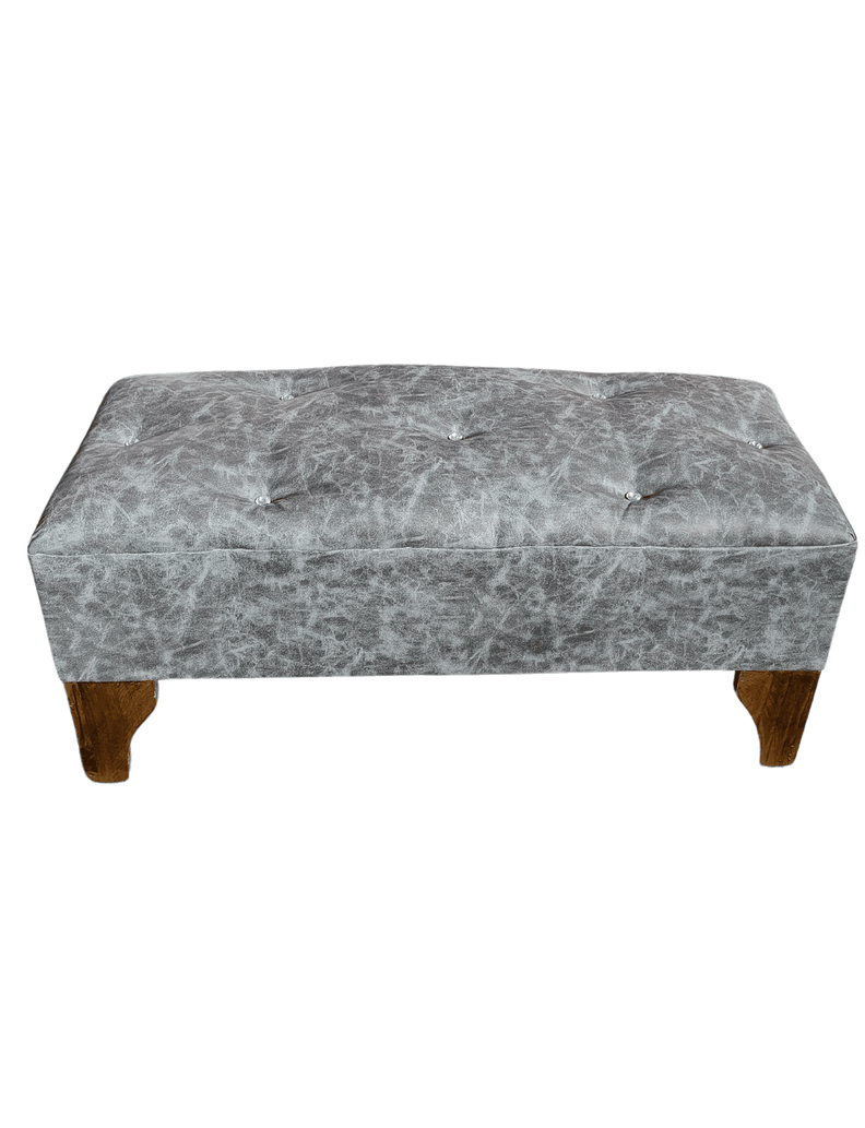 Banqueta Botón Diamante Gris Eco Cuero 100x40x40 Rimar-0