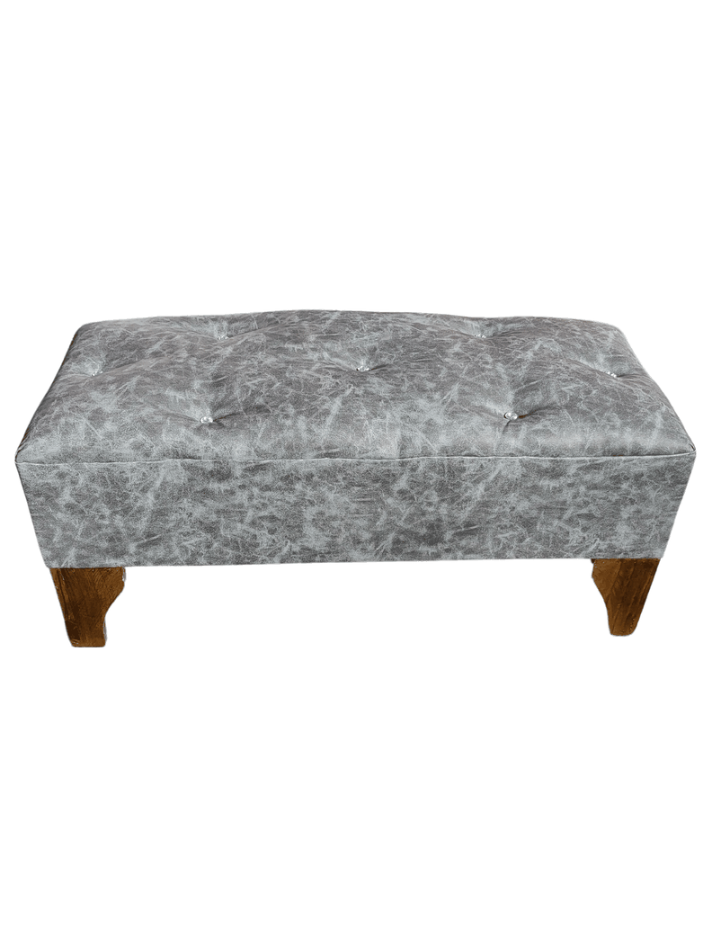 Banqueta Botón Diamante Gris Eco Cuero 100x40x40 Rimar-2