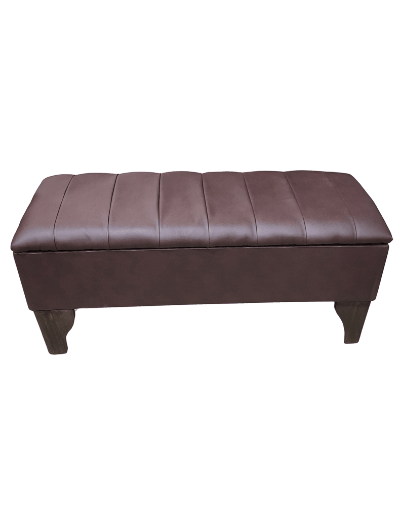 Banqueta Baúl tubular Café Eco Cuero 105x40x45x20 Rimar-0