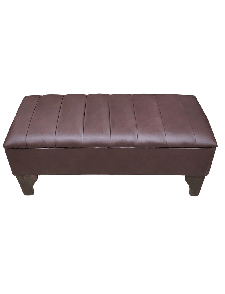 Banqueta Baúl tubular Café Eco Cuero 105x40x45x20 Rimar-2