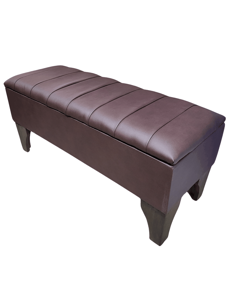 Banqueta Baúl tubular Café Eco Cuero 105x40x45x20 Rimar-3