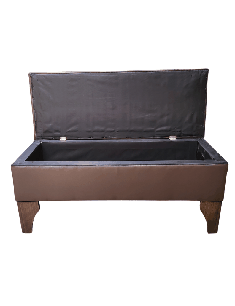 Banqueta Baúl tubular Café Eco Cuero 105x40x45x20 Rimar-4
