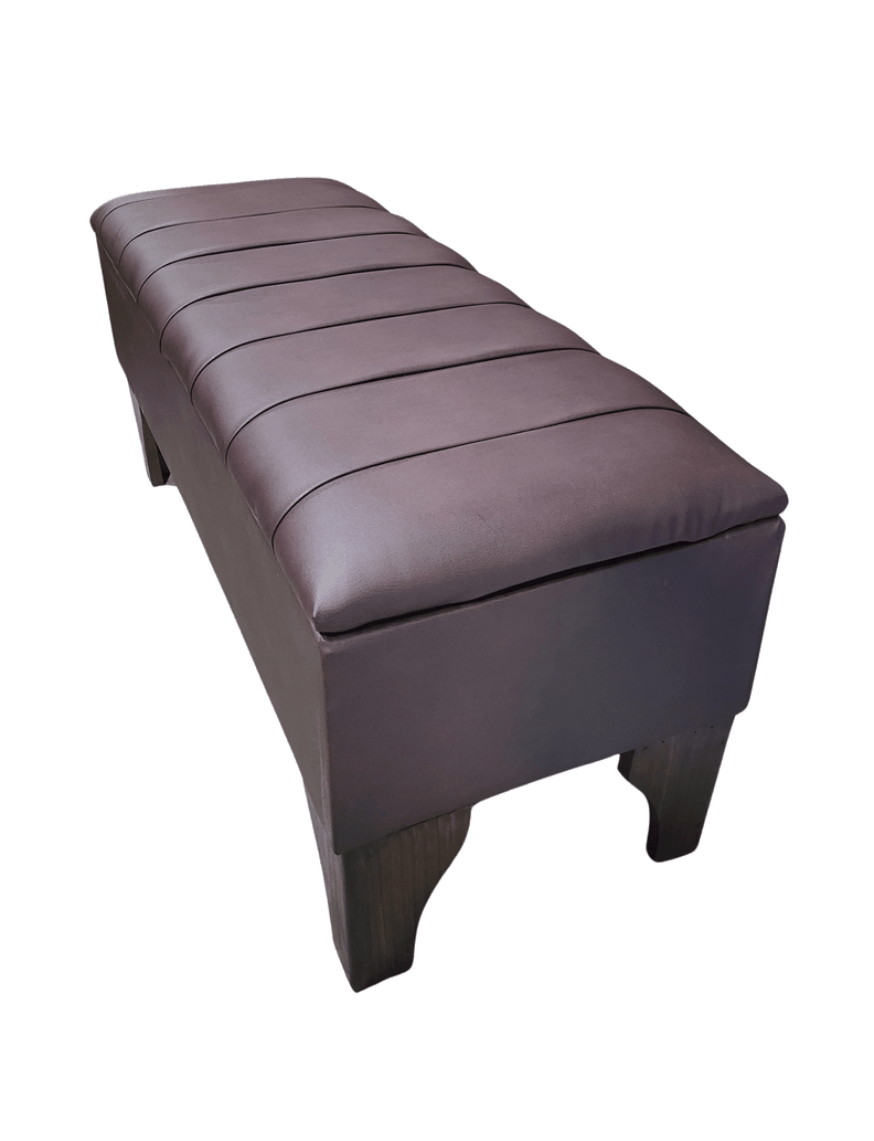Banqueta Baúl tubular Café Eco Cuero 105x40x45x20 Rimar-5
