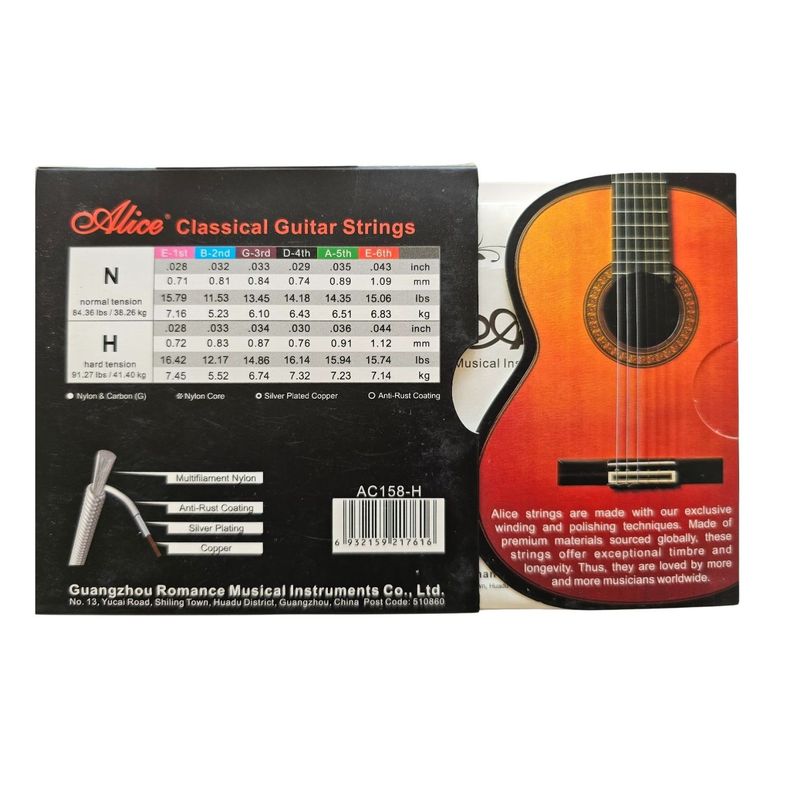 Cuerdas Alice Ac158-h Nylon Carbono Cobre Plateado Concierto-2
