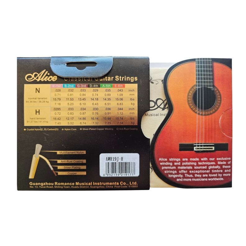 Cuerdas Alice Awr19j-h Nylon Carb.cobre Oro Guit.clás.concto-1