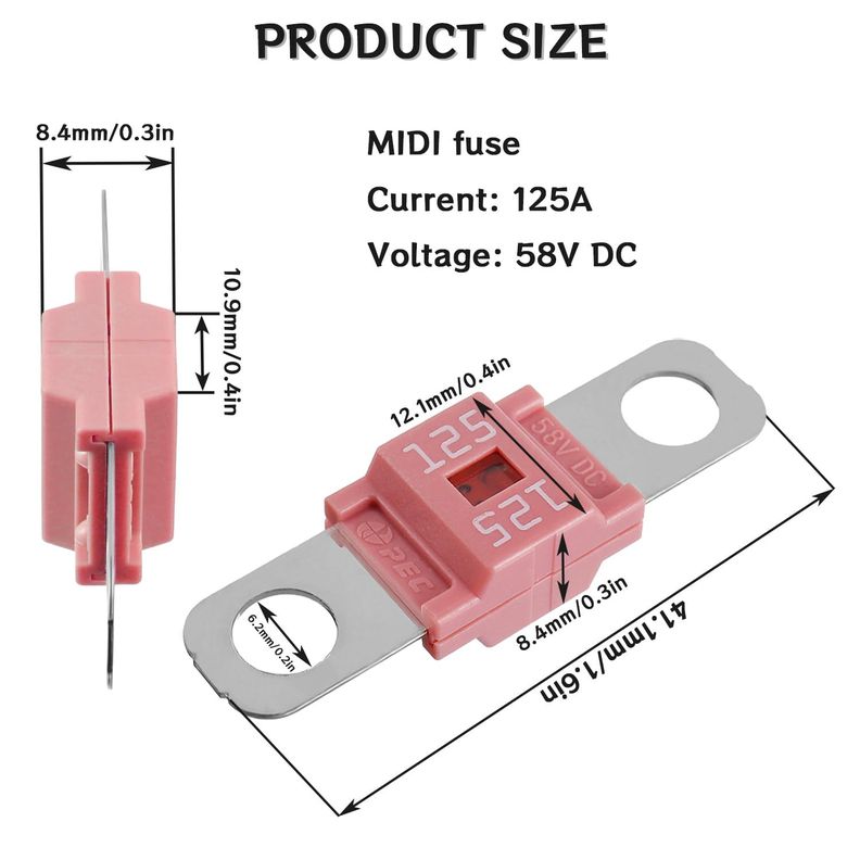 Fusible Midi 58V 125A Para Inversor Y Baterías En 48v-2