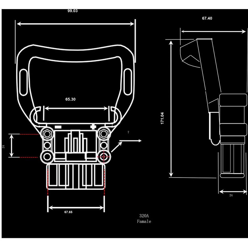 Enchufe SMH DIN320 hembra 95mm con manilla-6