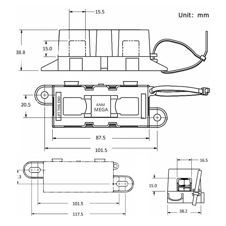 Portafusible para fusibles Mega-4